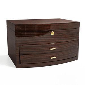 Bey-Berk Brown Zebra Wood Jewelry Box