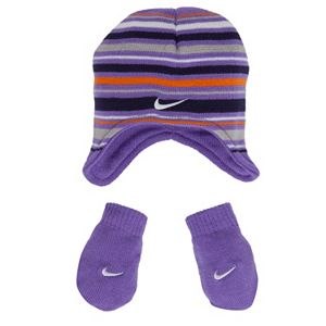 Nike Stripe Beanie Hat & Mittens Set - Baby
