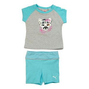 Toddler Girl PUMA Raglan Tee & Shorts Set