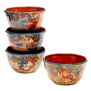 Certified International Rustic Rooster 4-pc. Ice Cream Bowl Set
