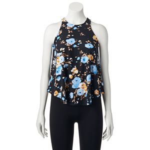 One Step Up Patterned Racerback Tank Top - Juniors
