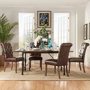 HomeVance Blanche 5-piece Table and Leather Chair Dining Set