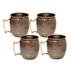 Old Dutch Antique 4-pc. Hammered Copper Moscow Mule Mug Set
