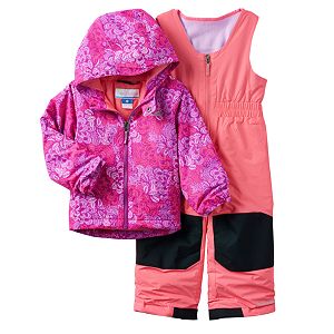 Toddler Girl Columbia OUTGROWN Fleece-Lined Jacket & Reinforced Bib Snow Pants Set