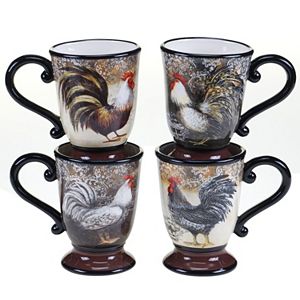 Certified International Vintage Rooster 4-pc. Coffee Mug Set