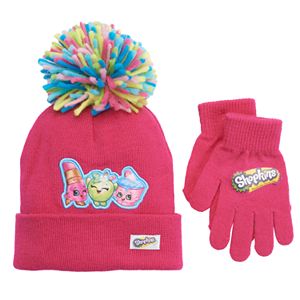 Girls 4-16 Shopkins Apple Blossom, Lippie Lips & Cupcake Chic Pom-Pom Hat & Gloves Set