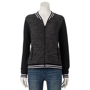 Juniors' SO® French Terry Ribbed Bomber Jacket