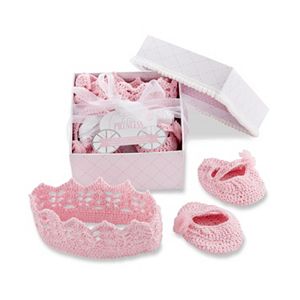 Baby Aspen Little Princess Knit Crochet Headband & Booties Gift Set