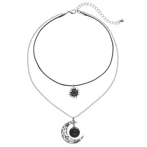 Mudd® Sun & Moon Pendant Layered Choker Necklace