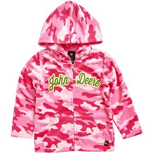 Girls 4-6x John Deere Pink Camouflage Microfleece Zip-Up Hoodie