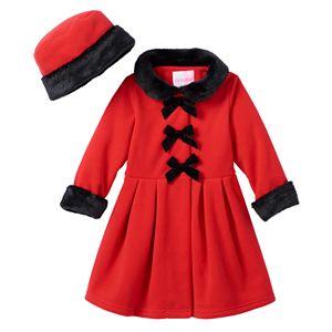 Toddler Girl Sophie Rose Bow Faux-Fur Fleece Coat & Hat Set