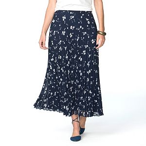 Plus Size Chaps Floral Pleated Skirt
