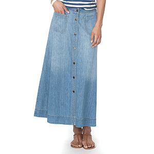 Petite Chaps Button-Front Jean Skirt