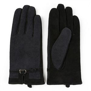 Women's Journee Collection Suede Leather & Corduroy Gloves
