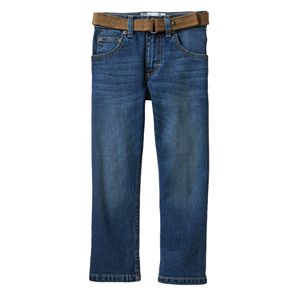 Boys 4-7x Lee Dungarees Slim Straight-Leg Jeans with Easy-Snap Belt
