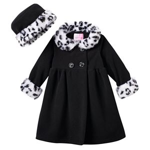 Toddler Girl Sophie Rose Faux-Fur Fleece Swing Coat & Hat Set