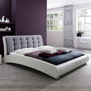 Baxton Studio Guerin Faux-Leather Two-Tone Tufted Queen Platform Bed