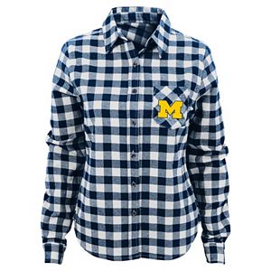 Juniors' Michigan Wolverines Buffalo Plaid Flannel Shirt