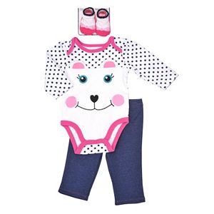 Baby Girl Vitamins Baby Animal Polka-Dot Bodysuit & Leggings Set
