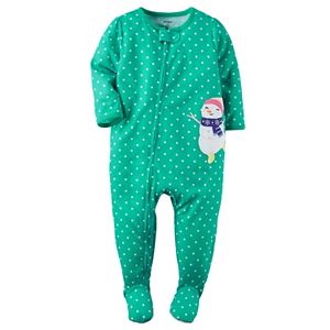 Baby Girl Carter's Printed Embroidered Footed Pajamas