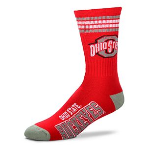 Men's For Bare Feet Ohio State Buckeyes Deuce Striped Crew Socks