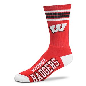 Men's For Bare Feet Wisconsin Badgers Deuce Striped Crew Socks