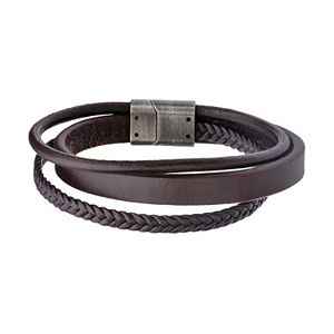 Men's Brown Leather Multistrand Bracelet