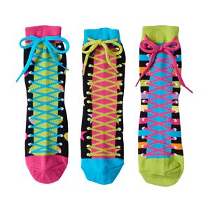 Girls 4-9 Little Miss Matched 3-pk. Zany Sneaker Anklet Socks