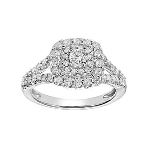 Simply Vera Vera Wang 14k White Gold 1 Carat T.W. Diamond Square Halo Engagement Ring