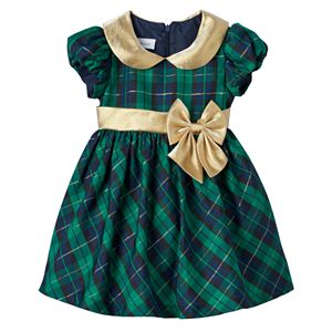 Baby Girl Bonnie Jean Metallic Plaid Taffeta Dress