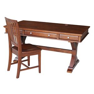 International Concepts Canyon Espresso Desk & Office Chair 2-piece Set