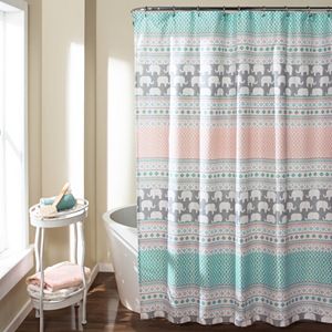 Lush Decor Elephant Stripe Shower Curtain