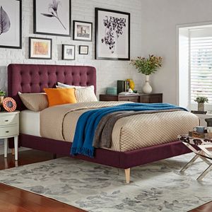 HomeVance Peralta Mid-Century Button Tufted Bed