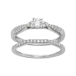 10k White Gold 1/2 Carat T.W. Diamond Engagement Ring Set
