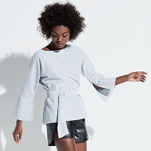 k/lab Belted Flare Sleeve Top