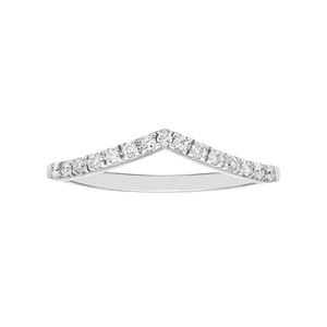 Boston Bay Diamonds 14k White Gold 1/6 Carat T.W. IGL Certified Diamond Chevron Wedding Ring