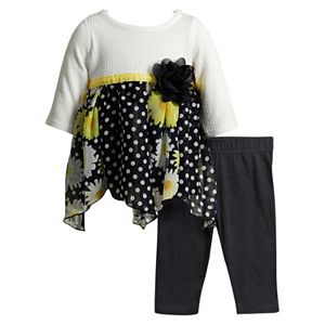 Baby Girl Youngland Knit & Chiffon Dress & Leggings Set