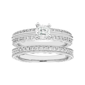 Boston Bay Diamonds 14k White Gold 3/4 Carat T.W. IGL Certified Diamond Engagement Ring Set