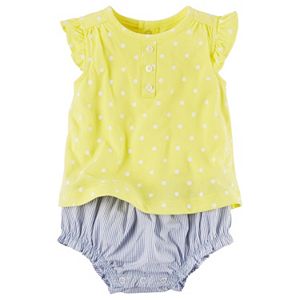 Baby Girl Carter's Polka-Dot Top & Striped Bloomers Set