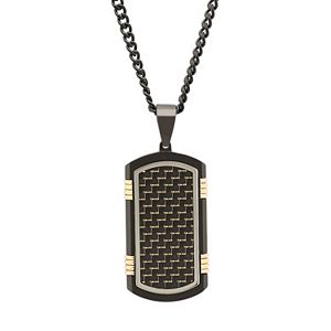 Men's Two Tone Stainless Steel Woven Dog Tag Necklace