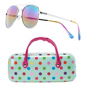 Girls SO® Aviator Sunglasses & Hard Case Set