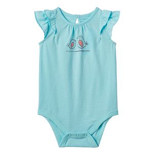 Baby Girl Jumping Beans® Embroidered Flutter-Sleeve Bodysuit
