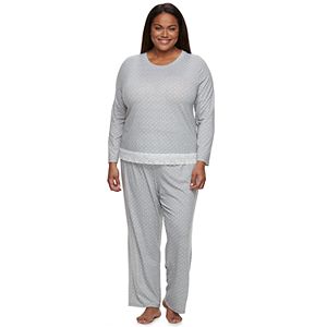 Plus Size Croft & Barrow® Pajamas: Lace Hem 2-Piece Pajama Set