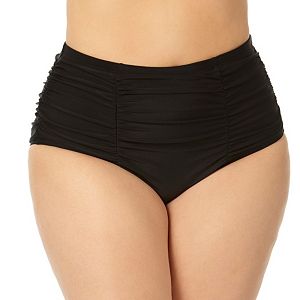 Juniors' Plus Size In Mocean Tummy-Slimmer High-Waisted Bikini Bottoms