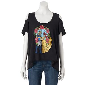Disney's Beauty and the Beast Juniors' Cold-Shoulder Graphic Tee