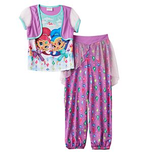 Girls 4-8 Shimmer & Shine Mock-Layer Vest Pajama Set