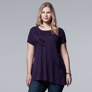 Plus Size Simply Vera Vera Wang Floral V-Neck Tee