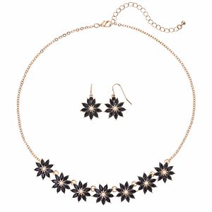 Apt. 9® Black Flower Necklace & Drop Earring Set