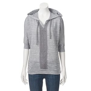 Women's French Laundry Hooded Marled Crochet Top