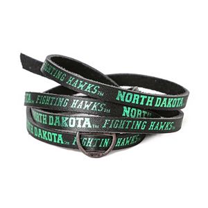 Adult North Dakota Fighting Hawks Leather Wrap Bracelet